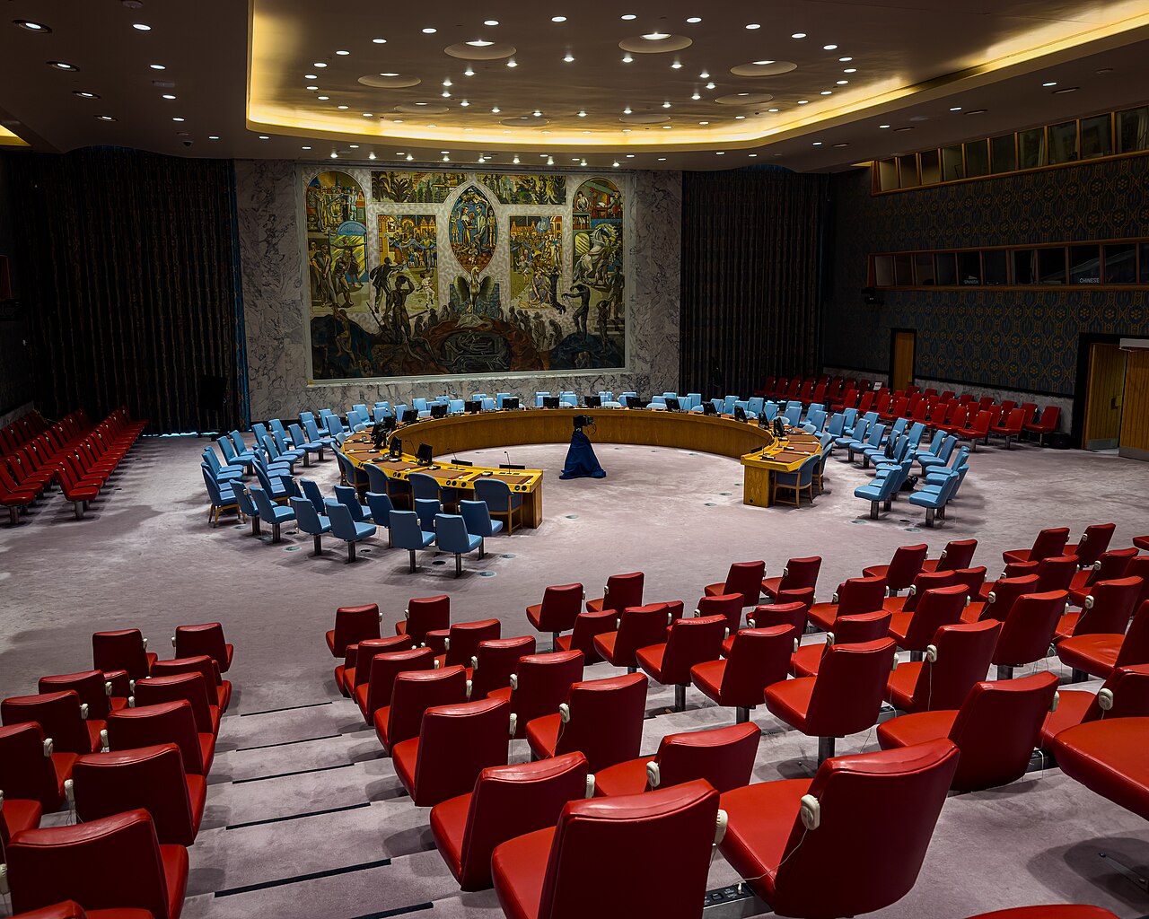 La salle du Conseil de sécurité des Nations unies à New York
