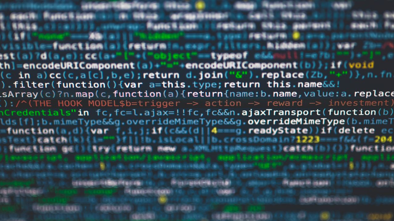Colourful programming code on a computer screen
