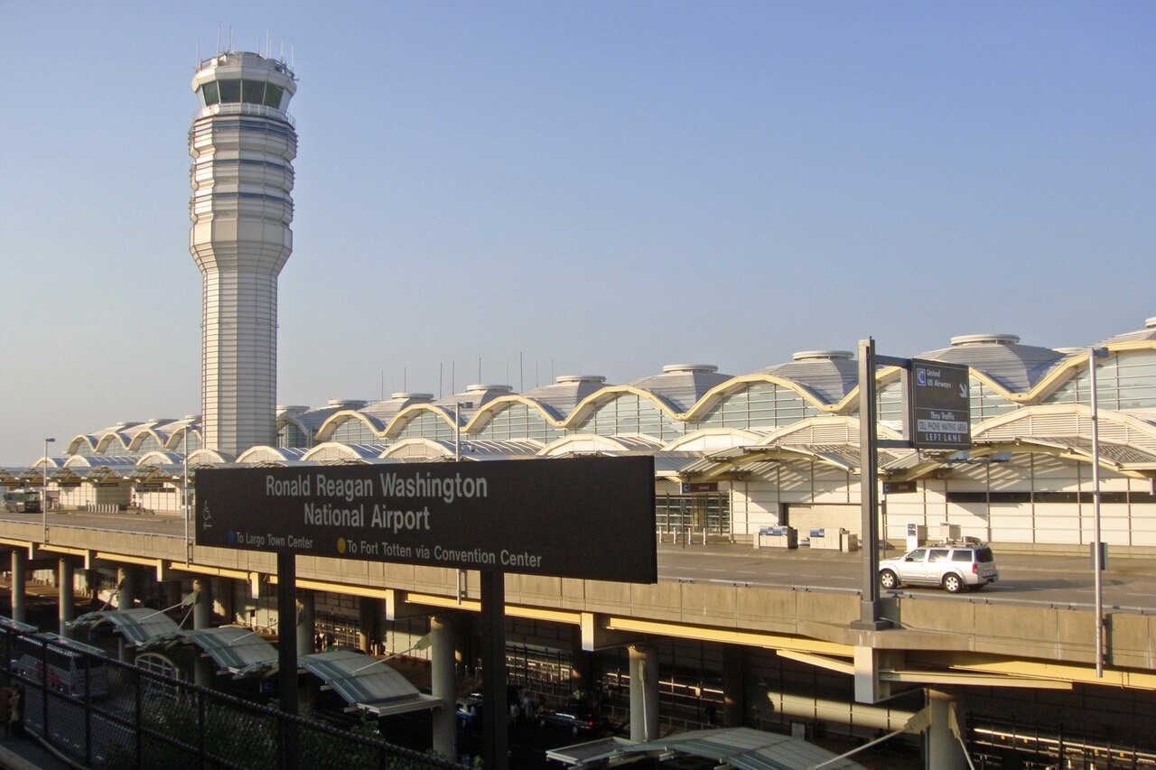The air traffic control tower at Ronald Reagan Washington National Airport
