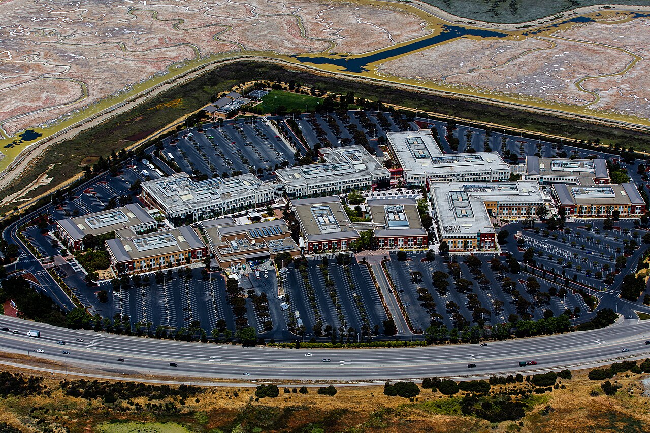 An aerial view of Meta's Menlo Park campus in California.