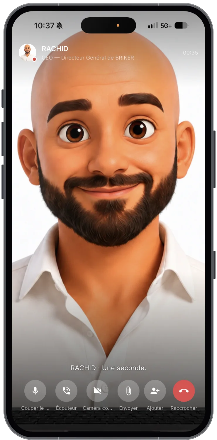 Visio avec l'agent RACHID dans l'application mobile nullbot